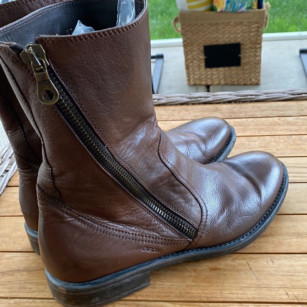 Geox Brown Leather Mid Calf Boots 45